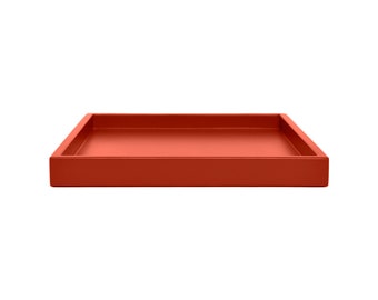 Red Orange Shallow Tray, Small to Extra Large Sizes for the Coffee Table and Ottoman