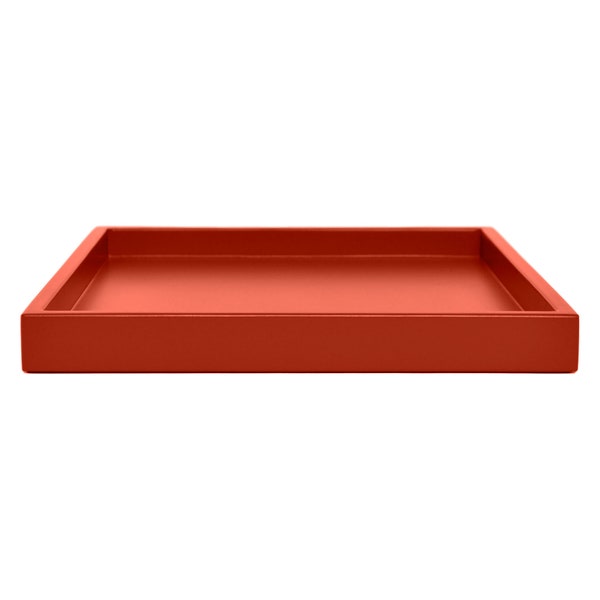 Red Orange Shallow Tray, Small to Extra Large Sizes for the Coffee Table and Ottoman