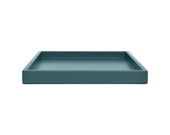 Smoke Blue Shallow Tray, Small to Large Sizes for the Coffee Table and Ottoman