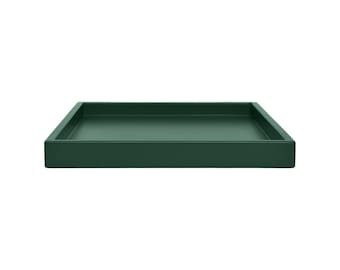 Dark Green Shallow Tray, Small to Extra Large Sizes for the Coffee Table and Ottoman