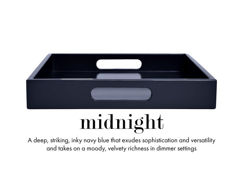 20 x 20 Square Ottoman Coffee Table Tray with Handles Midnight