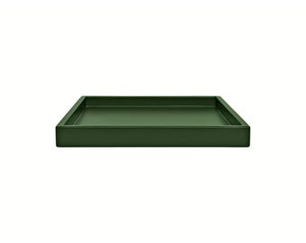 Forest Olive Green Shallow Tray: Coffee Table Ottoman Decor - Woodland