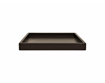 Dark Brown Shallow Tray: Coffee Table Ottoman Decor - Clove