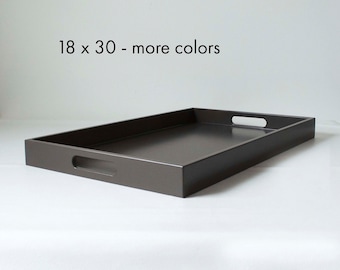 18 x 30 Large Rectangle Tray with Handles, Coffee Table Ottoman Decor