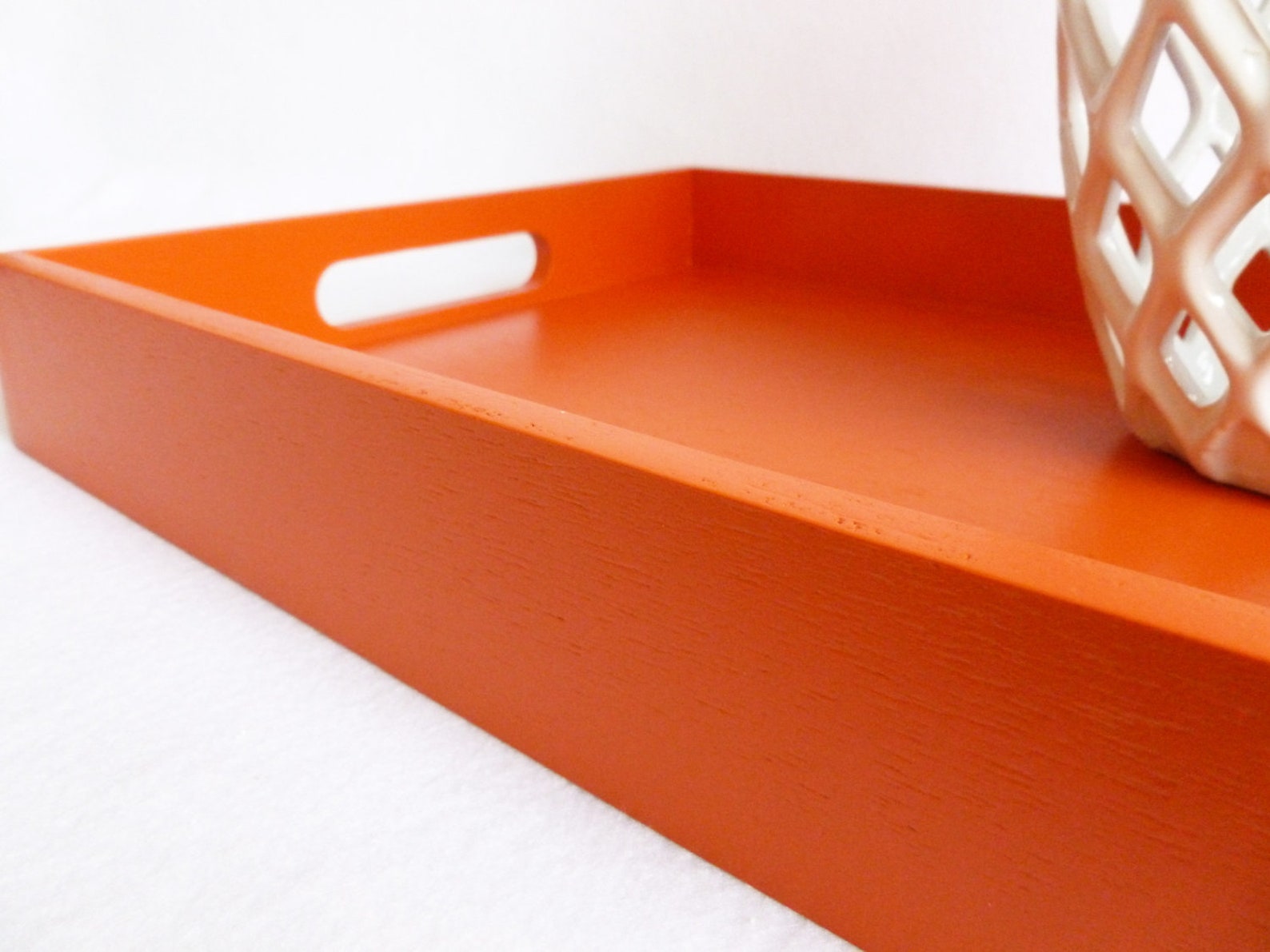 Deep Orange 14 x 18 Wood Serving Tray Ottoman Tray Coffee Etsy