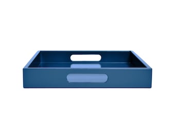 Blue Tray with Handles, Small to Large Sizes for the Coffee Table and Ottoman