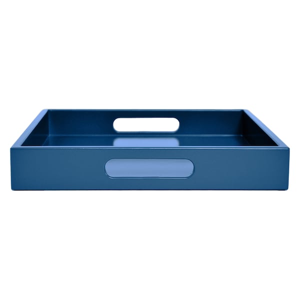 Blue Tray with Handles, Small to Large Sizes for the Coffee Table and Ottoman