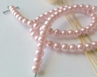Pink Pearl Necklace with Sterling Silver Heart Shaped Decorative Clasp