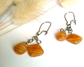 Brown Shell Handmade Dangle Earrings