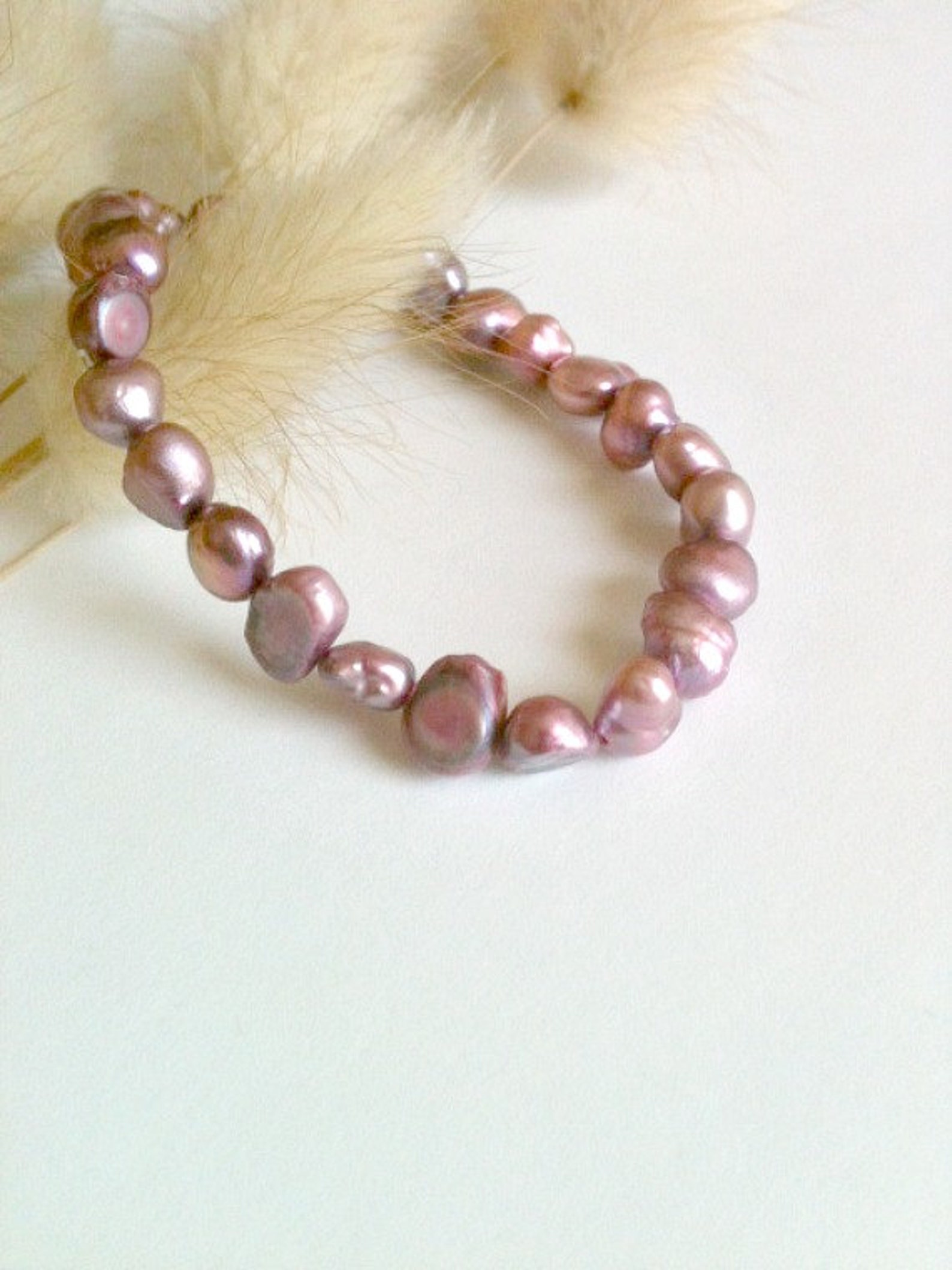 Freshwater Cultured Pearl Bracelet, Handmade, Stretch Cultured Pearl ...