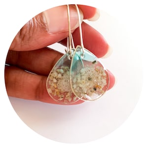 Seafoam and Sand Dangle Earrings, Seafoam and Sand Dangle Resin Earrings, Resin Earrings