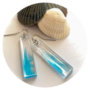 Ocean Blue Ice Resin Dangle Earrings, Resin earrings, Dangle Earrings