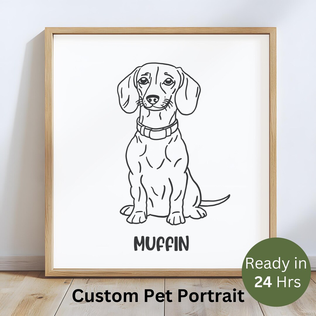 Custom Badly Drawn Dog Portrait, Custom Dog Portrait Pet From Photo ...