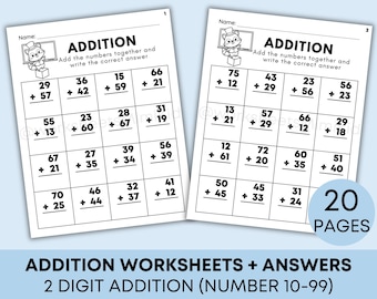 2-Digit Addition Worksheets: 2nd-3rd Grade Math (PDF Download)