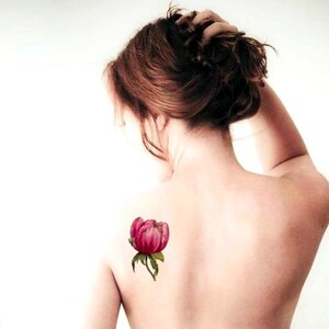 PEONY BLOSSOM Temporary tattoo / Symbol of Affection, Prosperity & Nobility / Gift for Green thumb / Speak the Flowers language