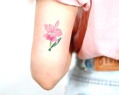 Tattoo Pink Orchid / Symbol of Granting Love / 14th Wedding Anniversary's Gift / Gift for Wife / Symbolic Temporary tattoo for Orchid lovers