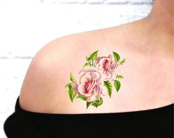 ROSES Set of 2 Temporary tattoos / Symbol of Tenderness & Perfect Happiness / Gift for BBF, Plant lovers / Spring theme