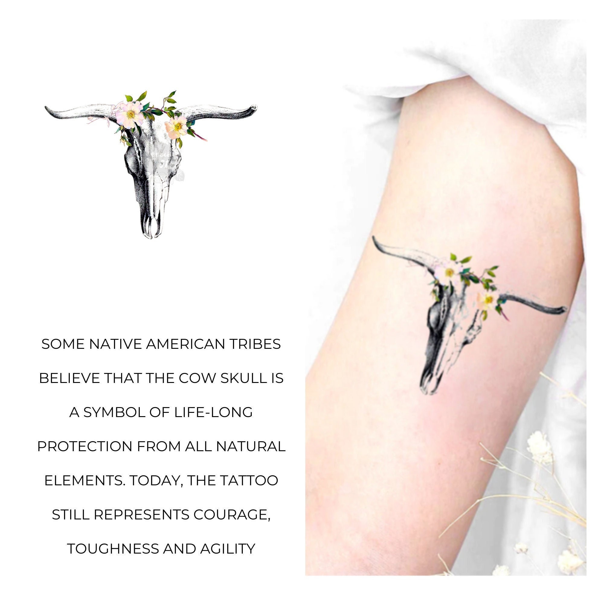 COW SKULL Set of 2 Temporary Tattoos / Cattle Skull Tattoo - Etsy Israel COW SKULL Set of 2 Temporary Tattoos / Cattle Skull Tattoo - Etsy Israel