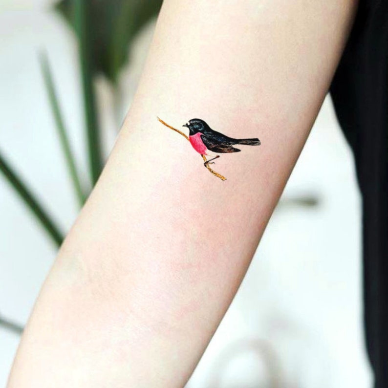 Set of 2 Temporary tattoo Pink Sparrow / Gift for Nature | Etsy