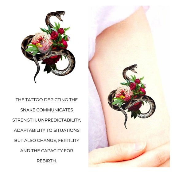 VIPER Set de 2 tatuajes temporales Snake & Flowers / Símbolo - Etsy México