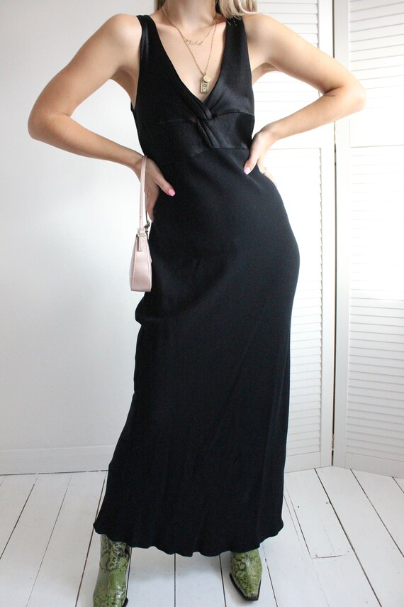 Vintage 90s Y2K Black Ankle Length Evening Dress W