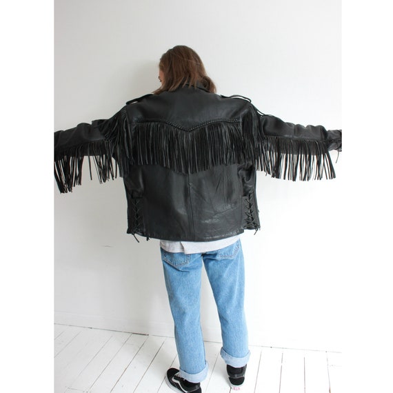 biker jacket with tassels