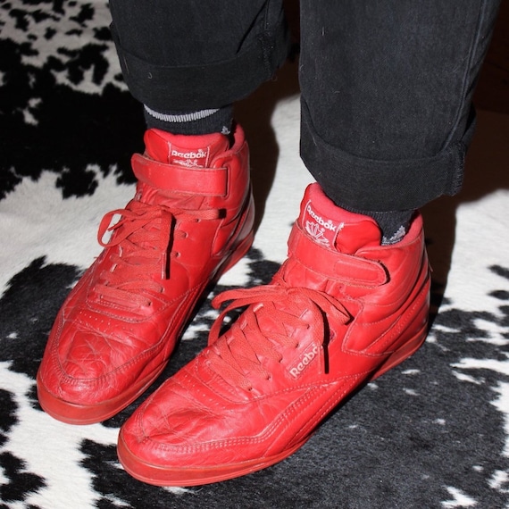 red leather trainers