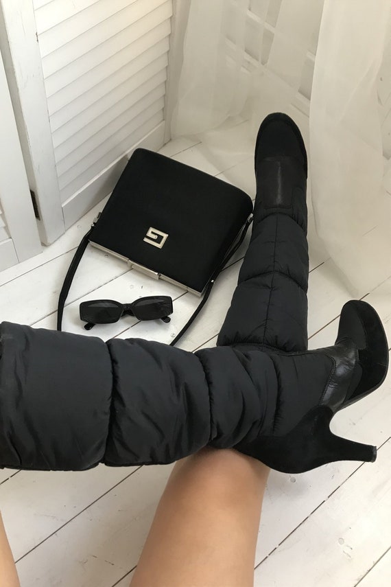 Incredibly badass 00's Black Puffer Knee High High