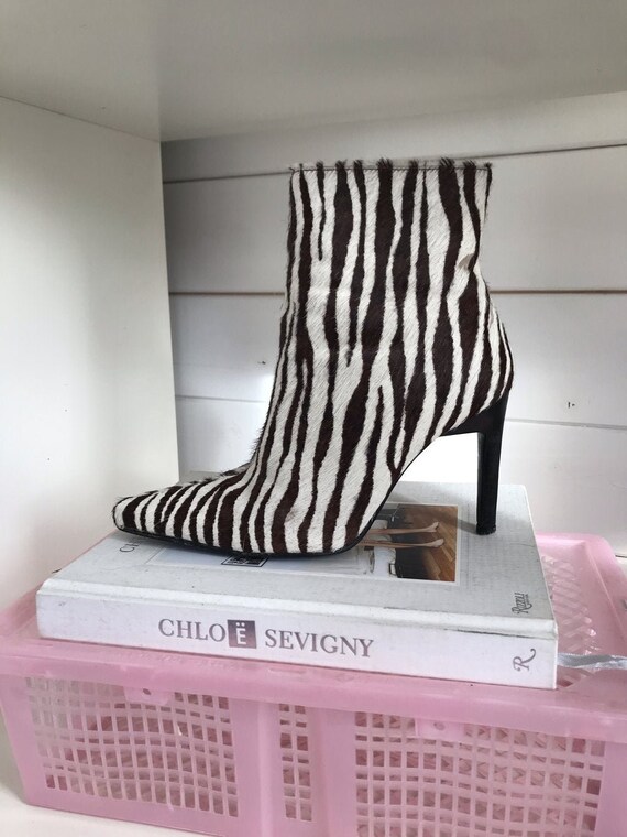 Vintage 90s Y2K Pony Skin Cow Hide Zebra Print Sti