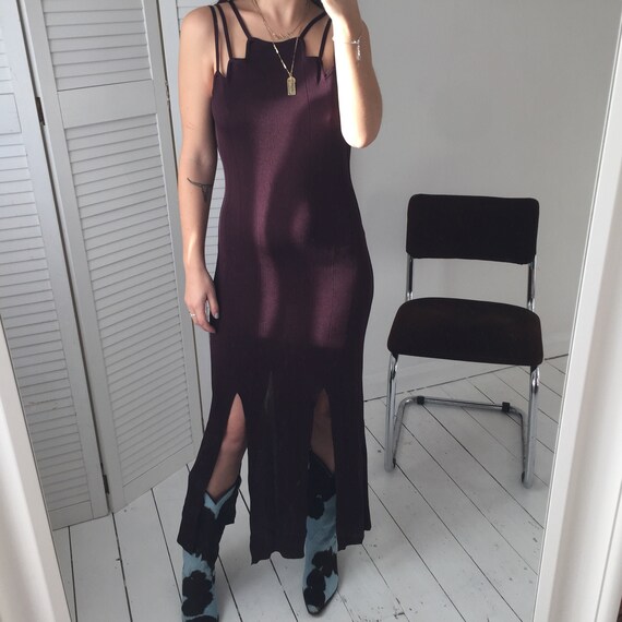 Vintage 90s Y2K Black Ankle Length Evening Dress W