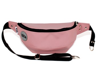 Pink and Black fanny pack covered with foil, waterproof belt bag, vegan bum bag, festival hip bag, roomy waist bag