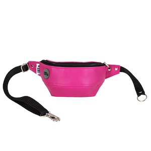 Faux leather fuschia fanny pack, Intensive pink belt bag, vegan bum bag, festival hip bag, faux leather magenta waist bag