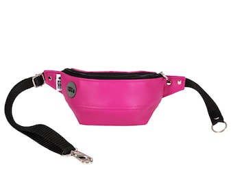 Banane en simili cuir fuschia, sac de ceinture rose intense, sac banane vegan, festival hip sac, sac en faux cuir magenta