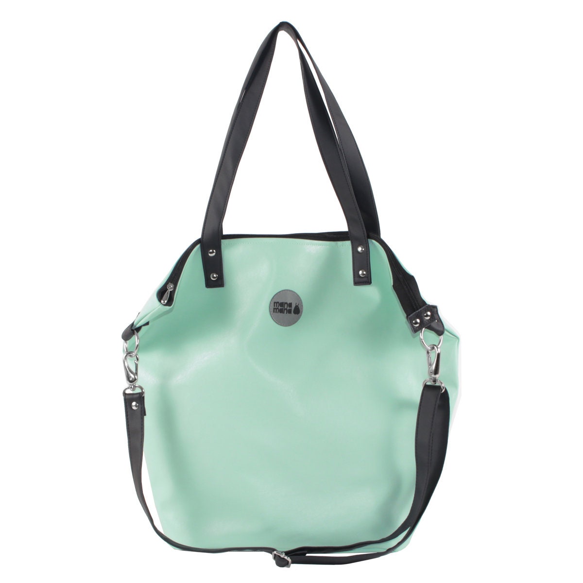 Bolsa de mulher Bolsa de ombro com alças menta e pretas