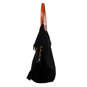 Large Black and Caramel Cross Body Shopper Bag zdjęcie 2