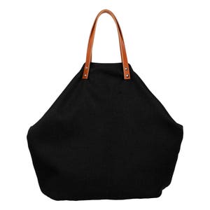 Large Black and Caramel Cross Body Shopper Bag zdjęcie 3
