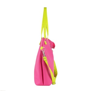 Neon Tote Bag Wildleder mit Reißverschluss und Taschen für Frauen Geschenk für Teenager Gril Fuchsia und Limette Handtasche Grünes Pink Bild 4