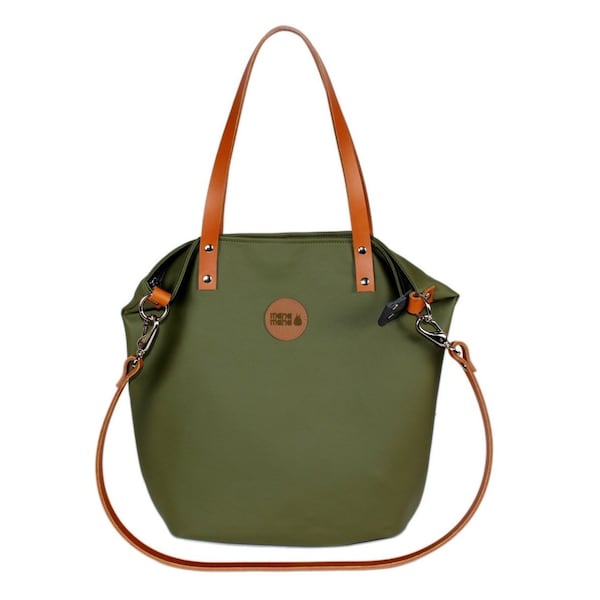 Große faux Leder Olive Reißverschluss eleganter Shopper, militärischen Stil Handtasche, Boho-Style-Tasche, City Tasche