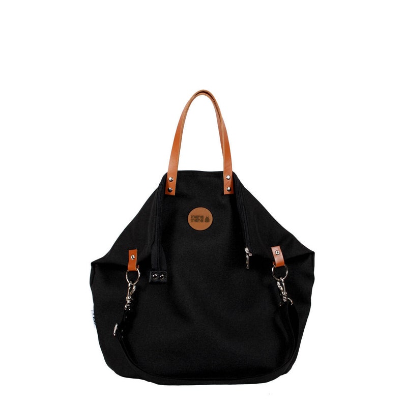 Large Black and Caramel Cross Body Shopper Bag zdjęcie 1