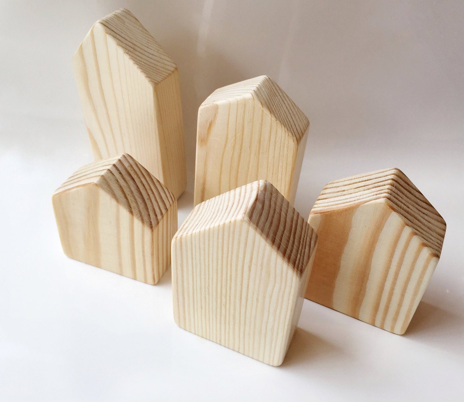 Wooden block houses set Eco building blocks Montessori Etsy