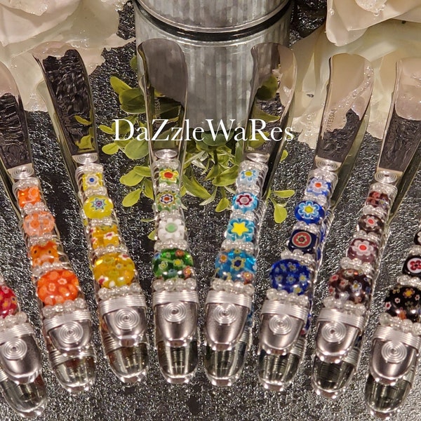 KNIFE SPREADER 6.5" MILLEFIORI Mini Beaded-Butter Spreader,Cheese Knife,Serving Knife,Condiments,Table Knife,Dips,Hostess Gift,Wedding Favor