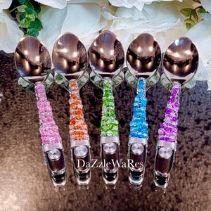 SPOON 5&quot; Mini TEASPOON Sparkle Beaded -Dessert,Candy Buffet,Nuts,Wedding Favor,Appetizers,Serving Spoon,BathSalts,Condiments,Hostess Gifts