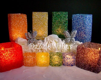 Beaded Vase/Candle Holders 3"x 3"x 6.5"T -OVERSTOCK SALE