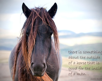 Inspirational quotation, horse photo with quote, rustic decor, equine art, choice of sizes