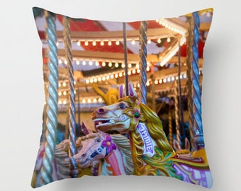 carousel pillow cover, fairground, horse pillow, horse home decor, equine decor, kids room, nursery