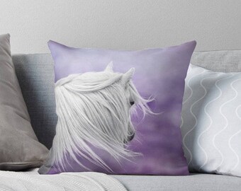 Pillow cover, horse photo pillow, cushion cover, horse pillow cover, purple, lavender, lilac, nursery decor, girls room