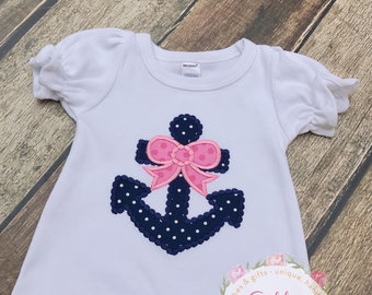 Girls Anchor Romper - Baby Girl Summer Romper - Anchor Romper - Girls Anchor Bubble - Baby Girl Summer Bubble - Baby Girl Summer Outfit -