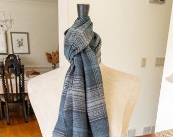 Clearance Sale, Cashmere Feel Gray, Green Plaid Scarf - Monogrammed Traditional Plaid Scarf,  Plaid Soft Warm Winter Scarf