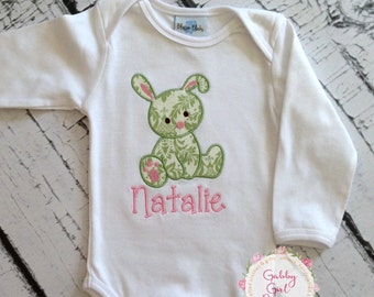 Personalized Adorable Bunny Shirt - Bunny Shirt Toddler Girl - Easter Bunny Applique T Shirt - Applique Shirt Girl- Personalized Easter