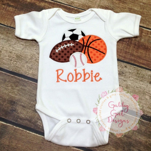 Personalized Football  Bodysuit Shirt - Sports Shirt Boy - Personalized Soccer Basketball Baseball Football Shirt - Boy Shirt -